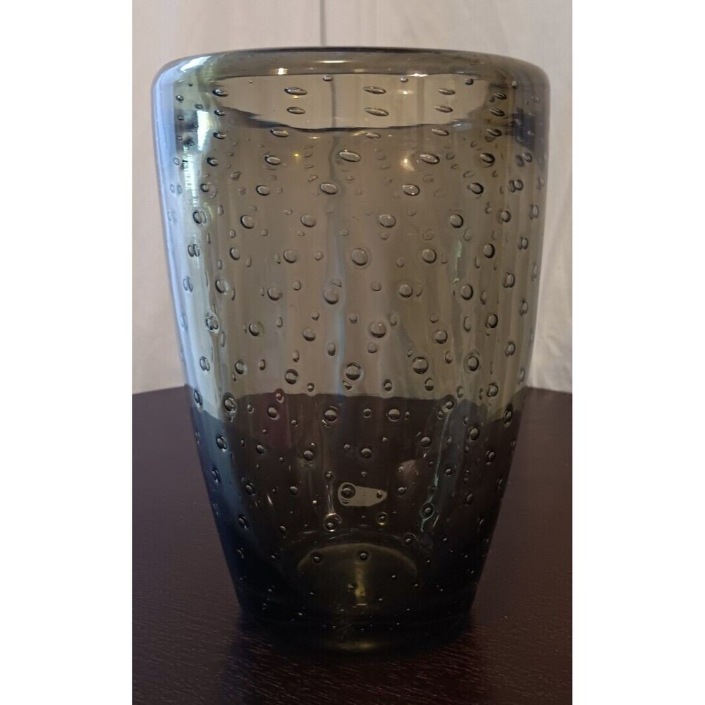 Whitefriars Smokey Brown Vase Bullicante Controlled Bubbles 7.5" Excellent Cond